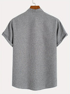 Leblanc™ | Elegant short-sleeve shirt with a stand-up collar