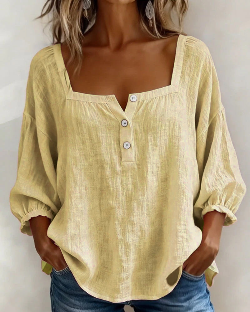 Square Neck Lantern Sleeve Blouse