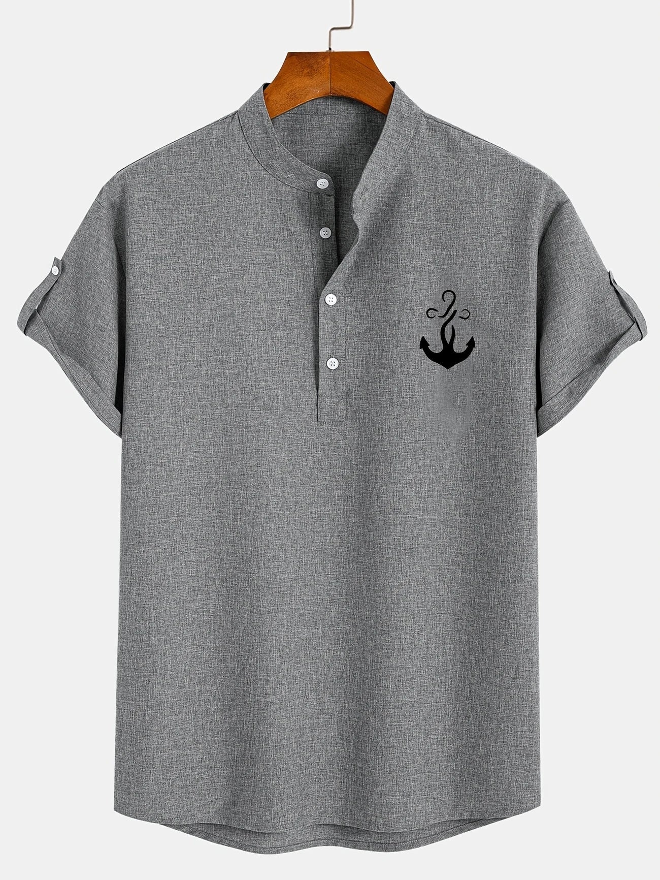 Leblanc™ | Elegant short-sleeve shirt with a stand-up collar