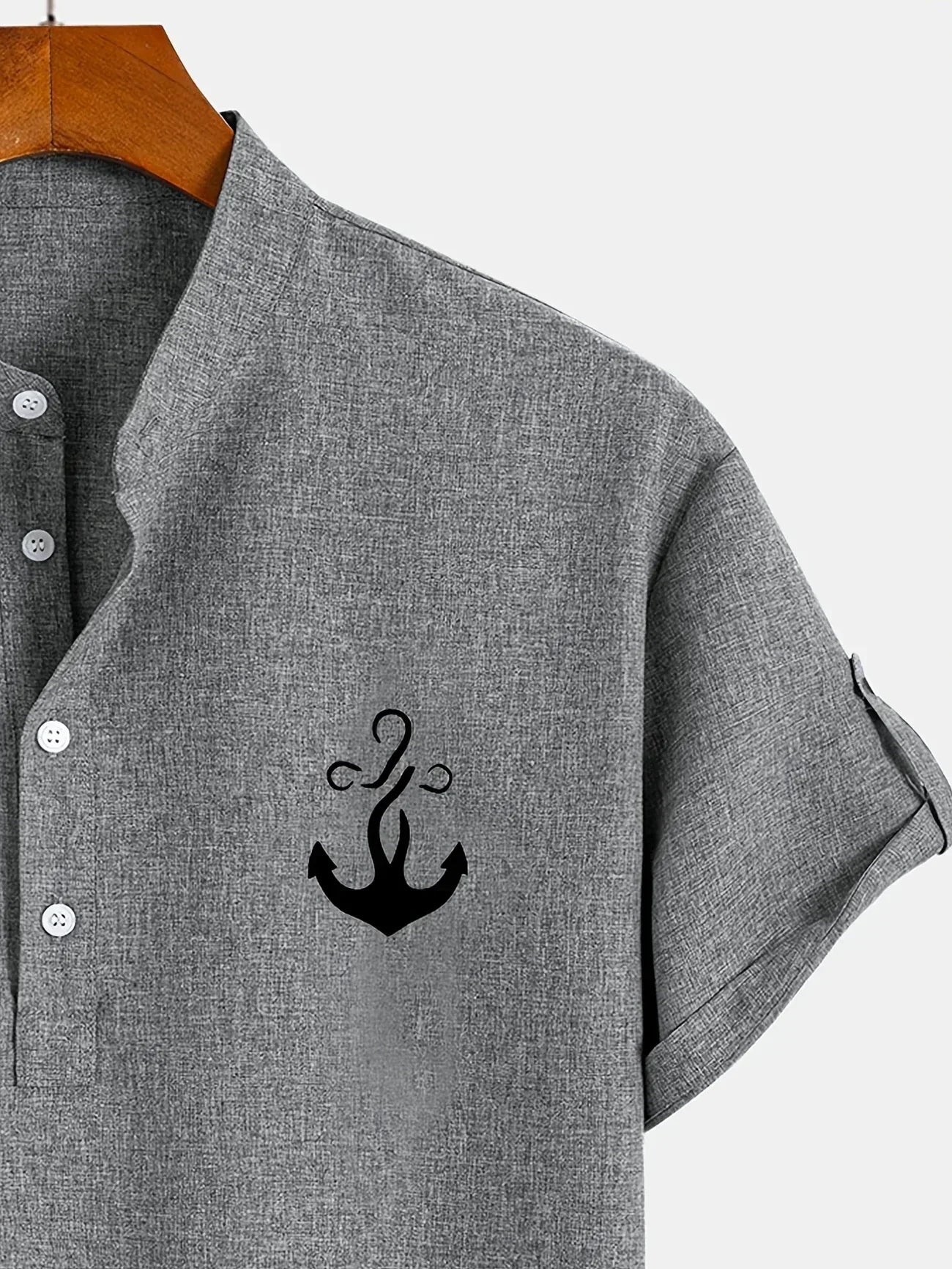 Leblanc™ | Elegant short-sleeve shirt with a stand-up collar