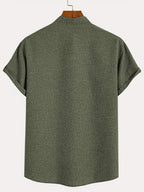 Leblanc™ | Elegant short-sleeve shirt with a stand-up collar