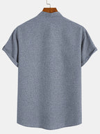 Leblanc™ | Elegant short-sleeve shirt with a stand-up collar