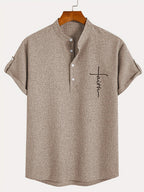 Leblanc™ | Elegant short-sleeve shirt with a stand-up collar