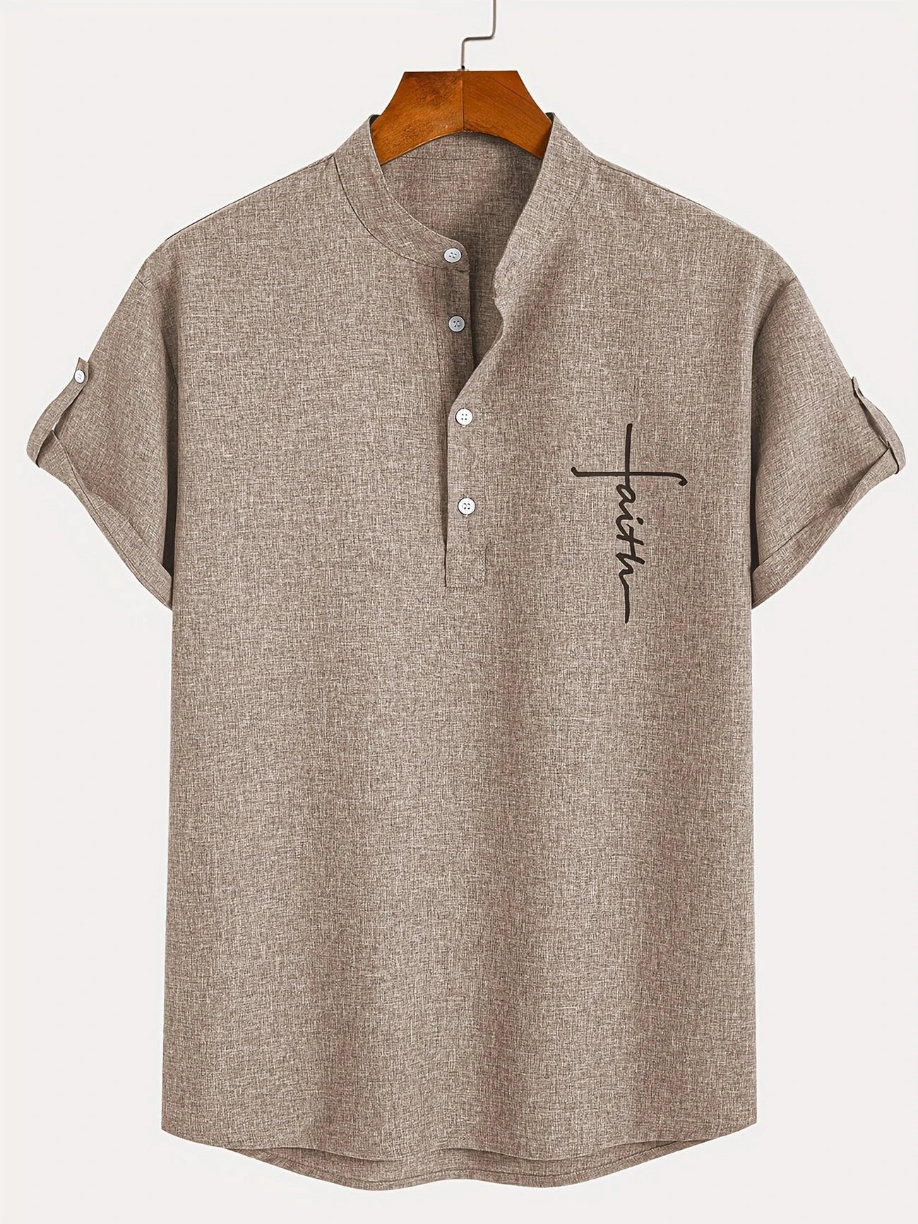 Leblanc™ | Elegant short-sleeve shirt with a stand-up collar