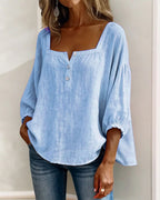 Square Neck Lantern Sleeve Blouse