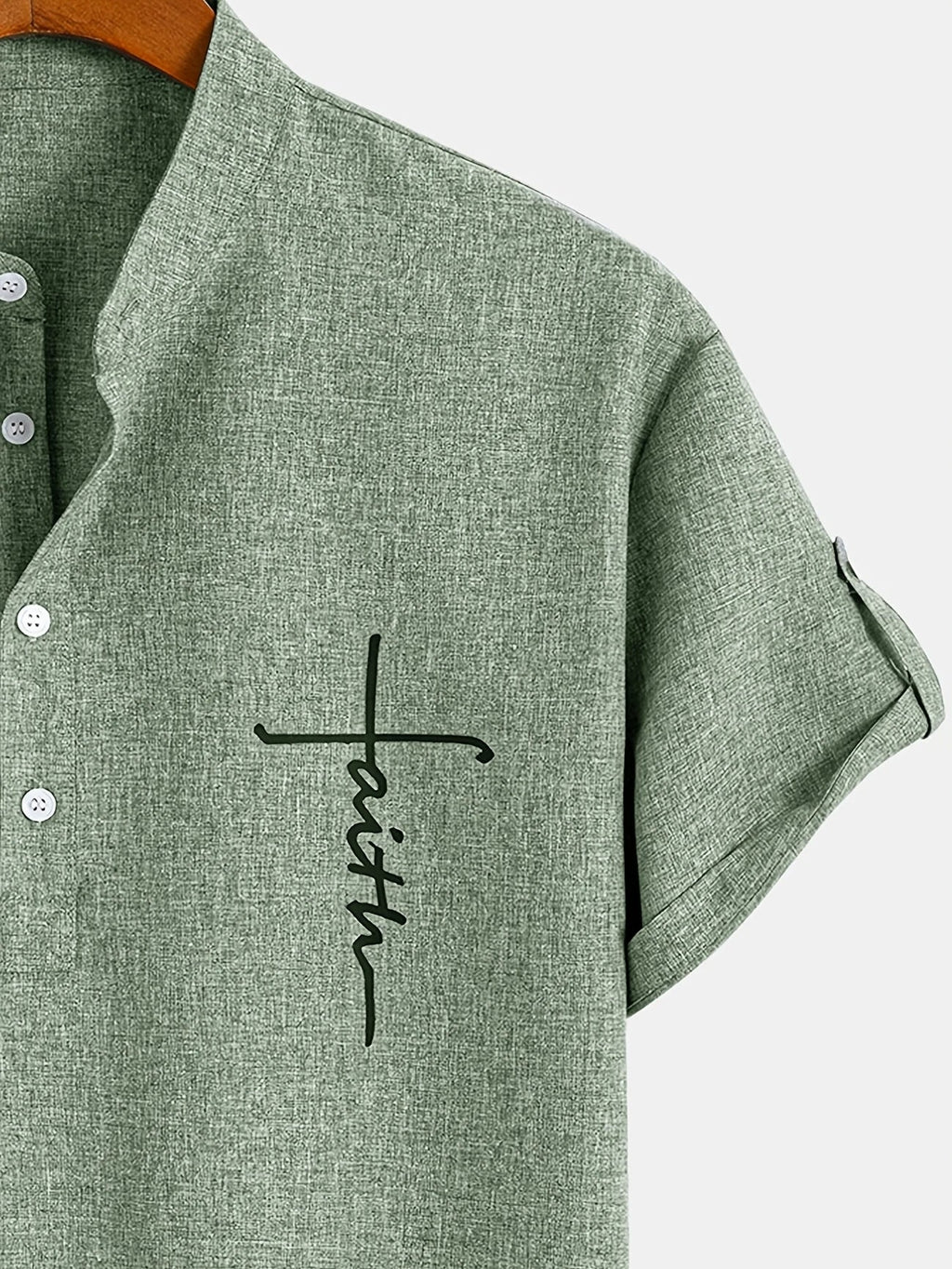 Leblanc™ | Elegant short-sleeve shirt with a stand-up collar