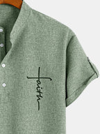 Leblanc™ | Elegant short-sleeve shirt with a stand-up collar