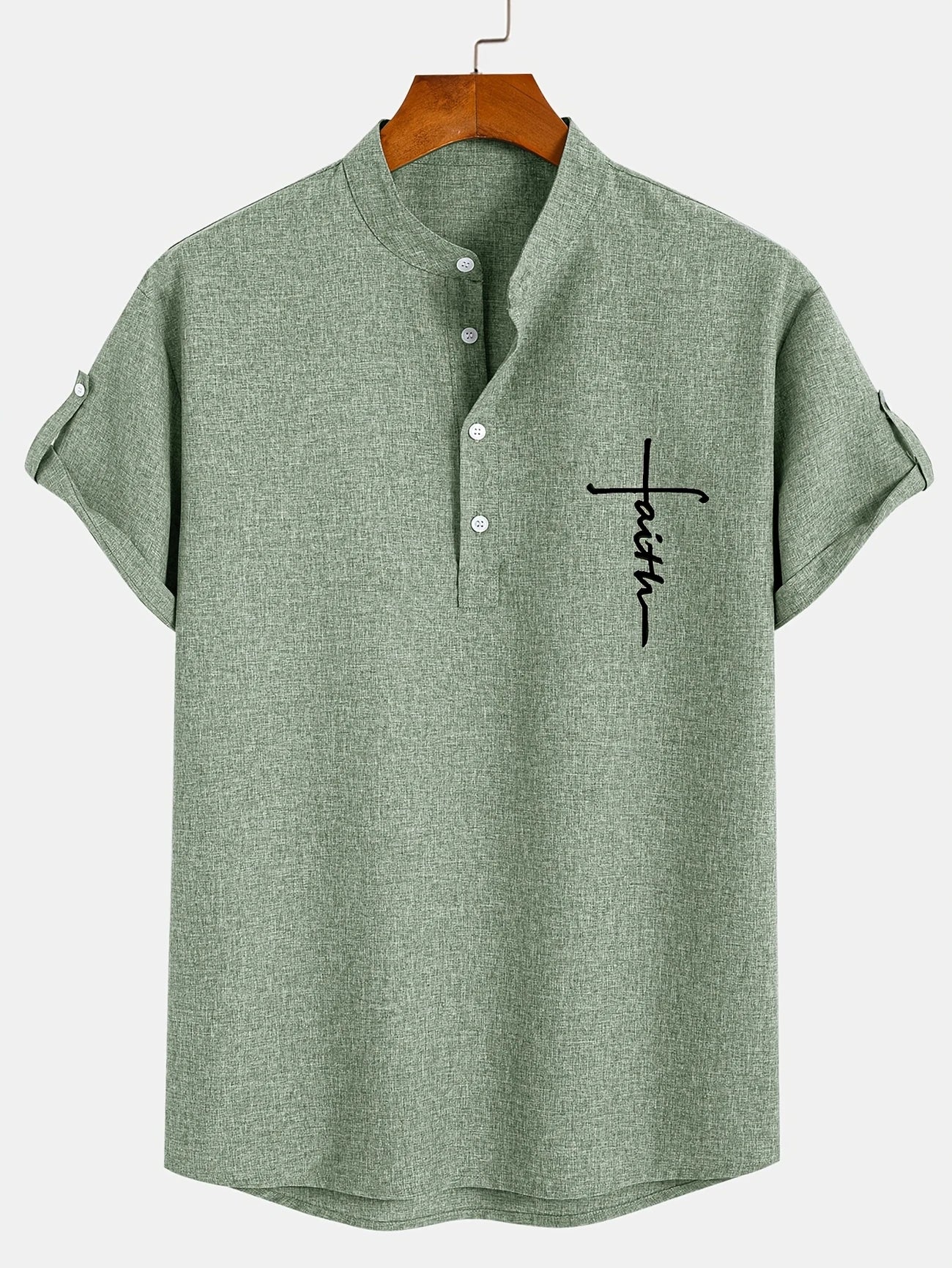 Leblanc™ | Elegant short-sleeve shirt with a stand-up collar