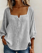 Square Neck Lantern Sleeve Blouse