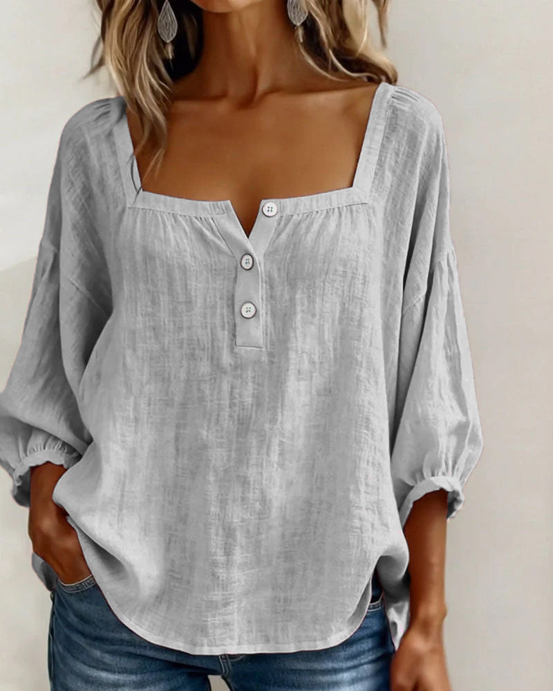 Square Neck Lantern Sleeve Blouse