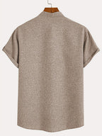 Leblanc™ | Elegant short-sleeve shirt with a stand-up collar