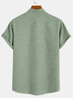 Leblanc™ | Elegant short-sleeve shirt with a stand-up collar