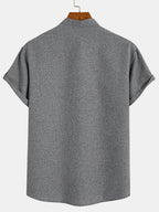Leblanc™ | Elegant short-sleeve shirt with a stand-up collar