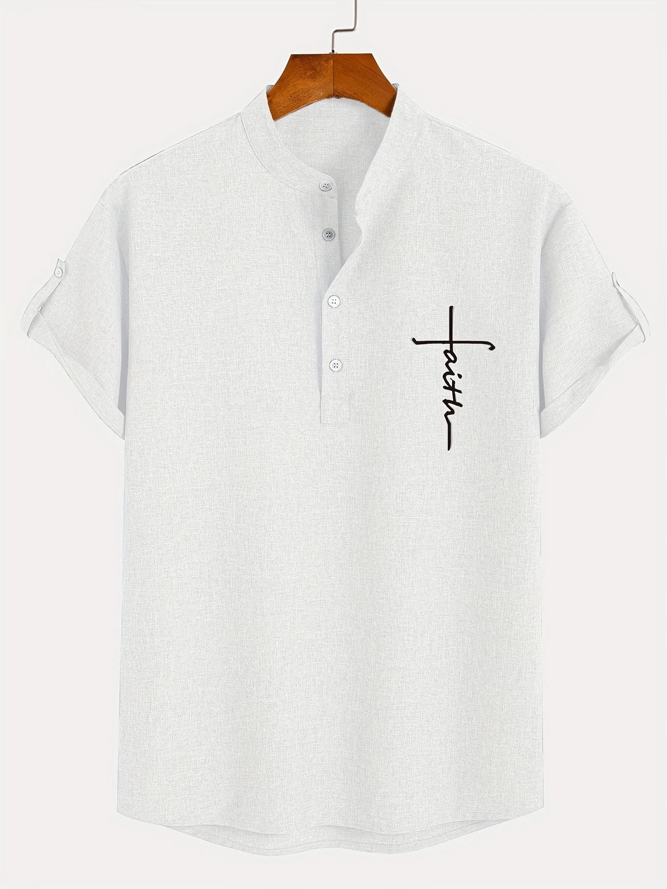 Leblanc™ | Elegant short-sleeve shirt with a stand-up collar