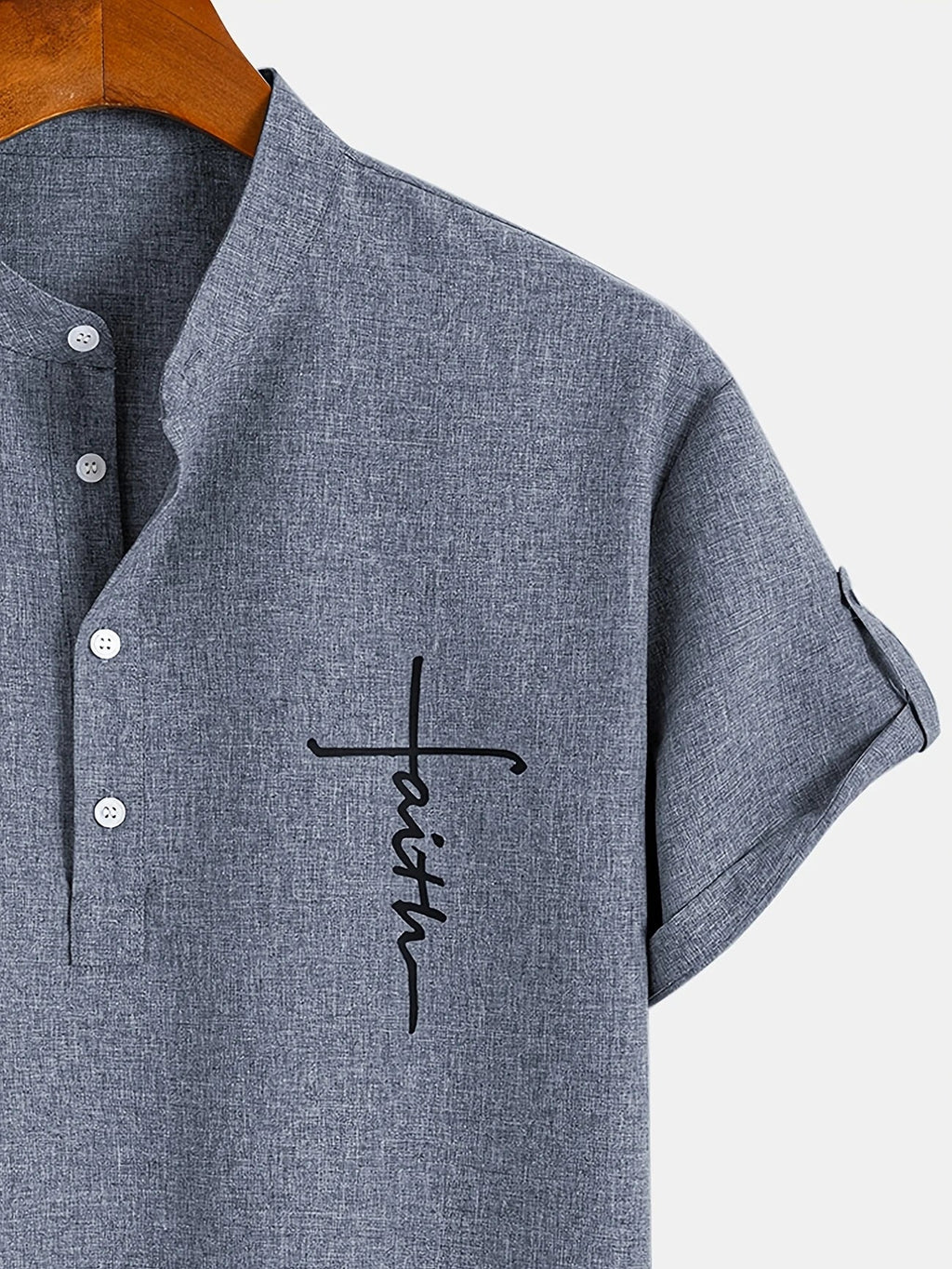 Leblanc™ | Elegant short-sleeve shirt with a stand-up collar