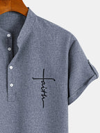 Leblanc™ | Elegant short-sleeve shirt with a stand-up collar