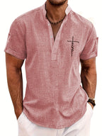 Leblanc™ | Elegant short-sleeve shirt with a stand-up collar