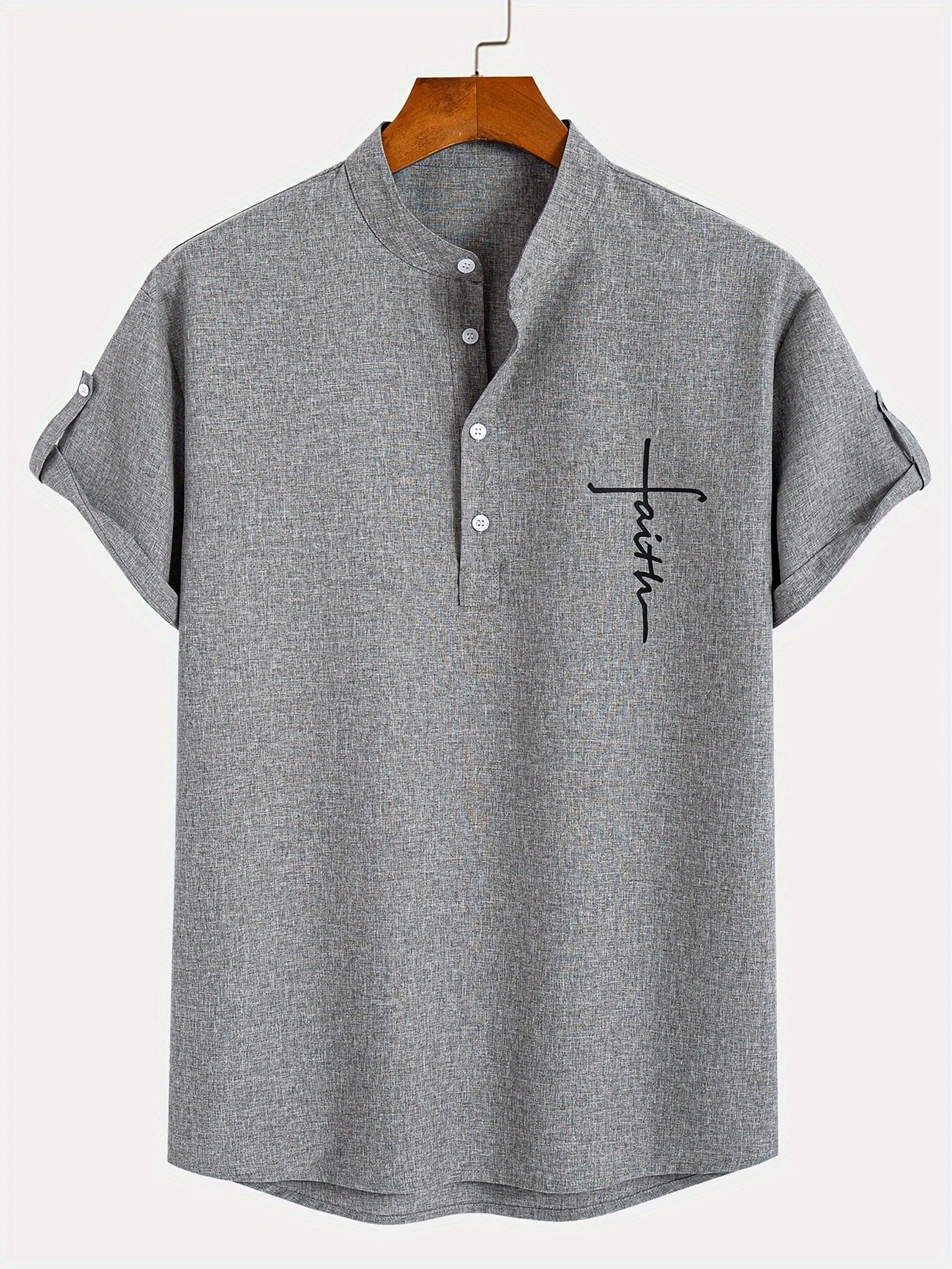 Leblanc™ | Elegant short-sleeve shirt with a stand-up collar