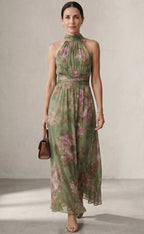Livia™ | Elegant Floral Halter Maxi Dress