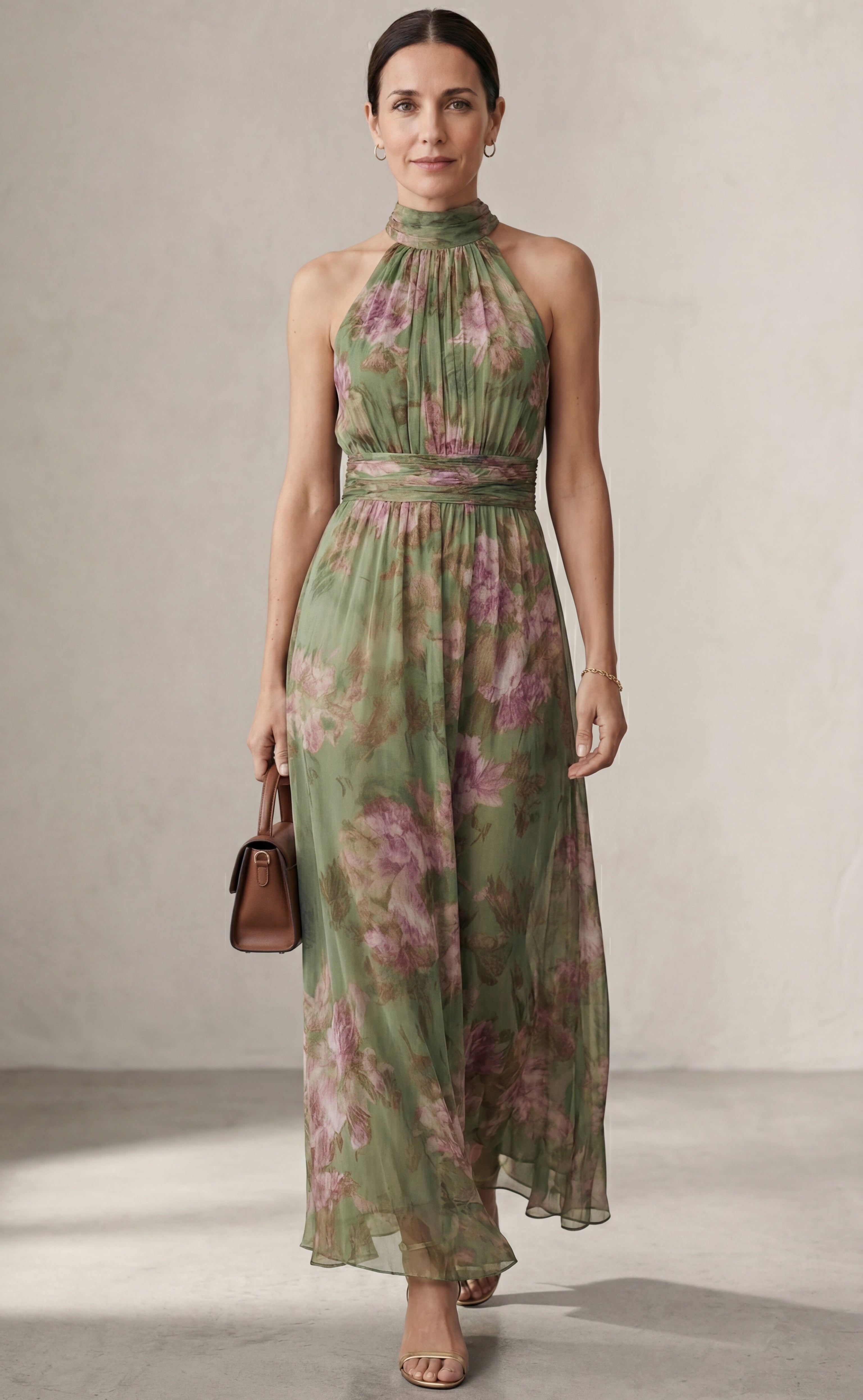 Livia™ | Elegant Floral Halter Maxi Dress