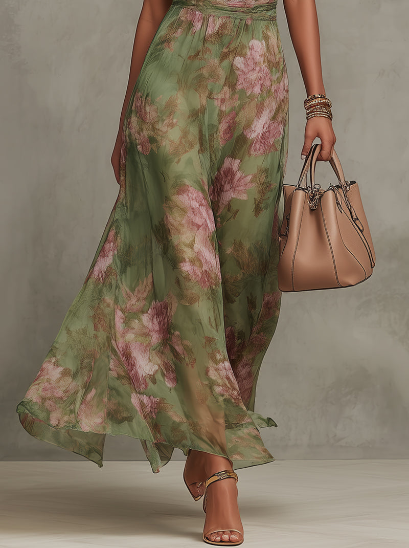 Livia™ | Elegant Floral Halter Maxi Dress