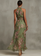 Livia™ | Elegant Floral Halter Maxi Dress