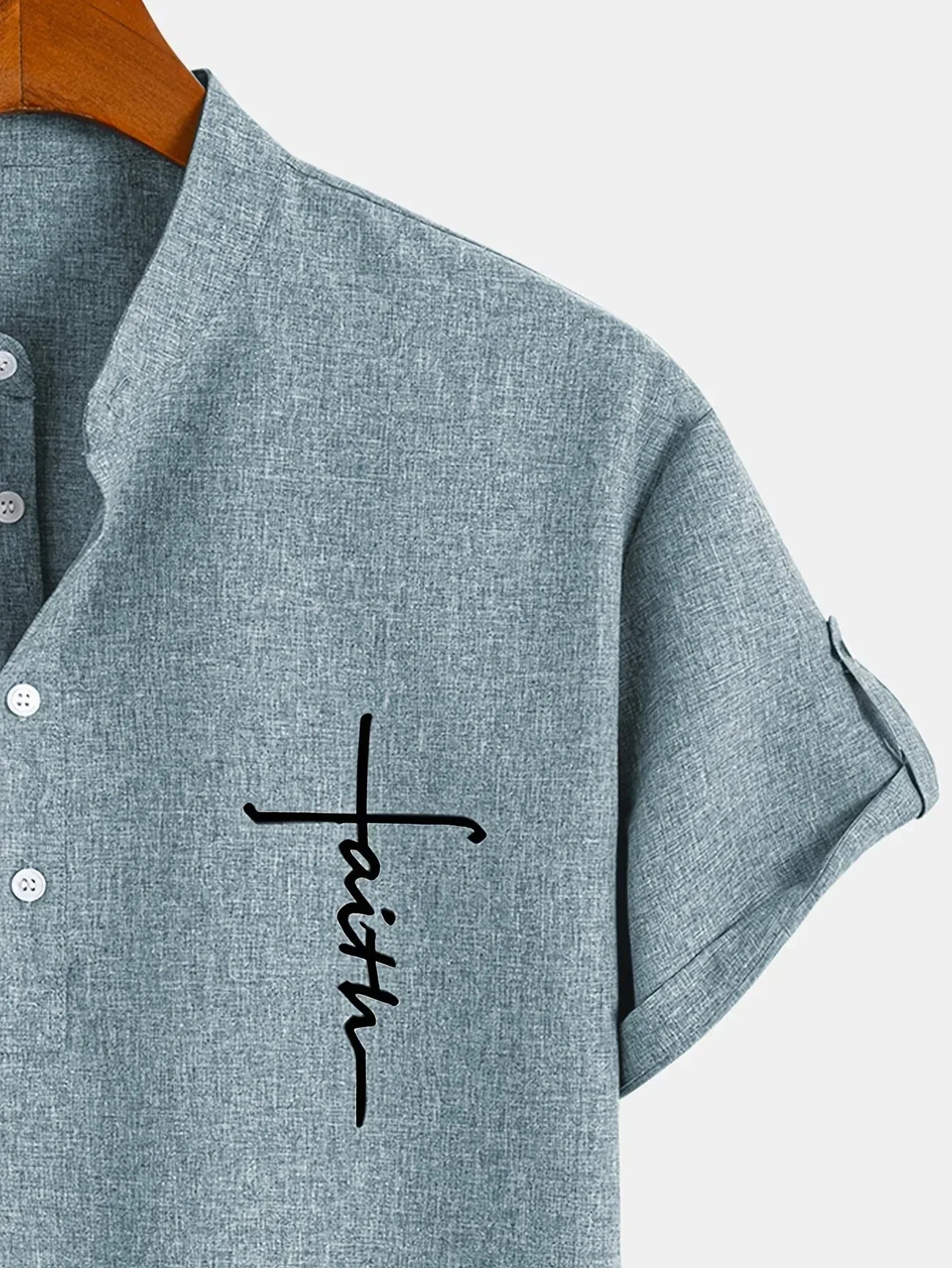 Leblanc™ | Elegant short-sleeve shirt with a stand-up collar