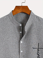 Leblanc™ | Elegant short-sleeve shirt with a stand-up collar