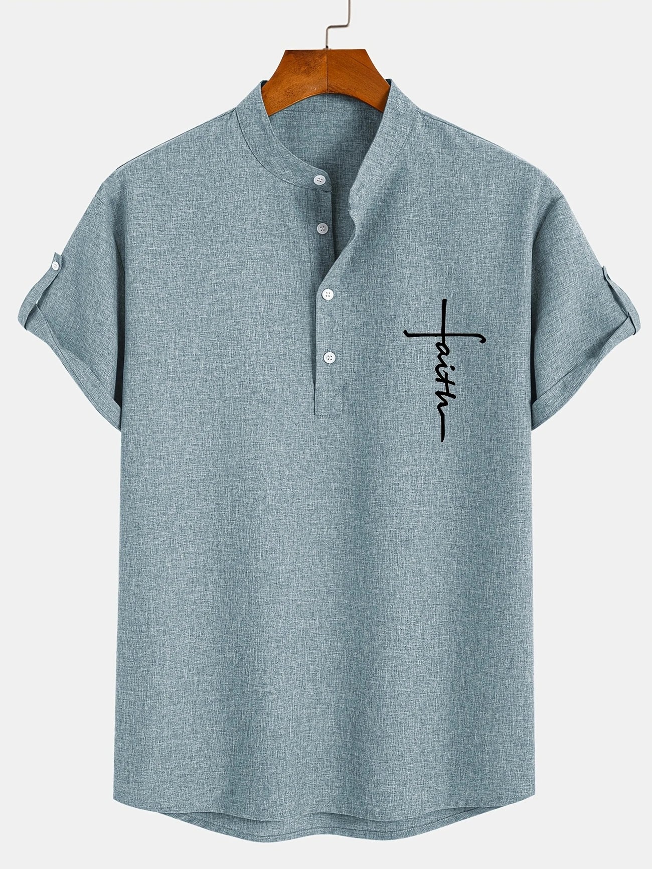 Leblanc™ | Elegant short-sleeve shirt with a stand-up collar