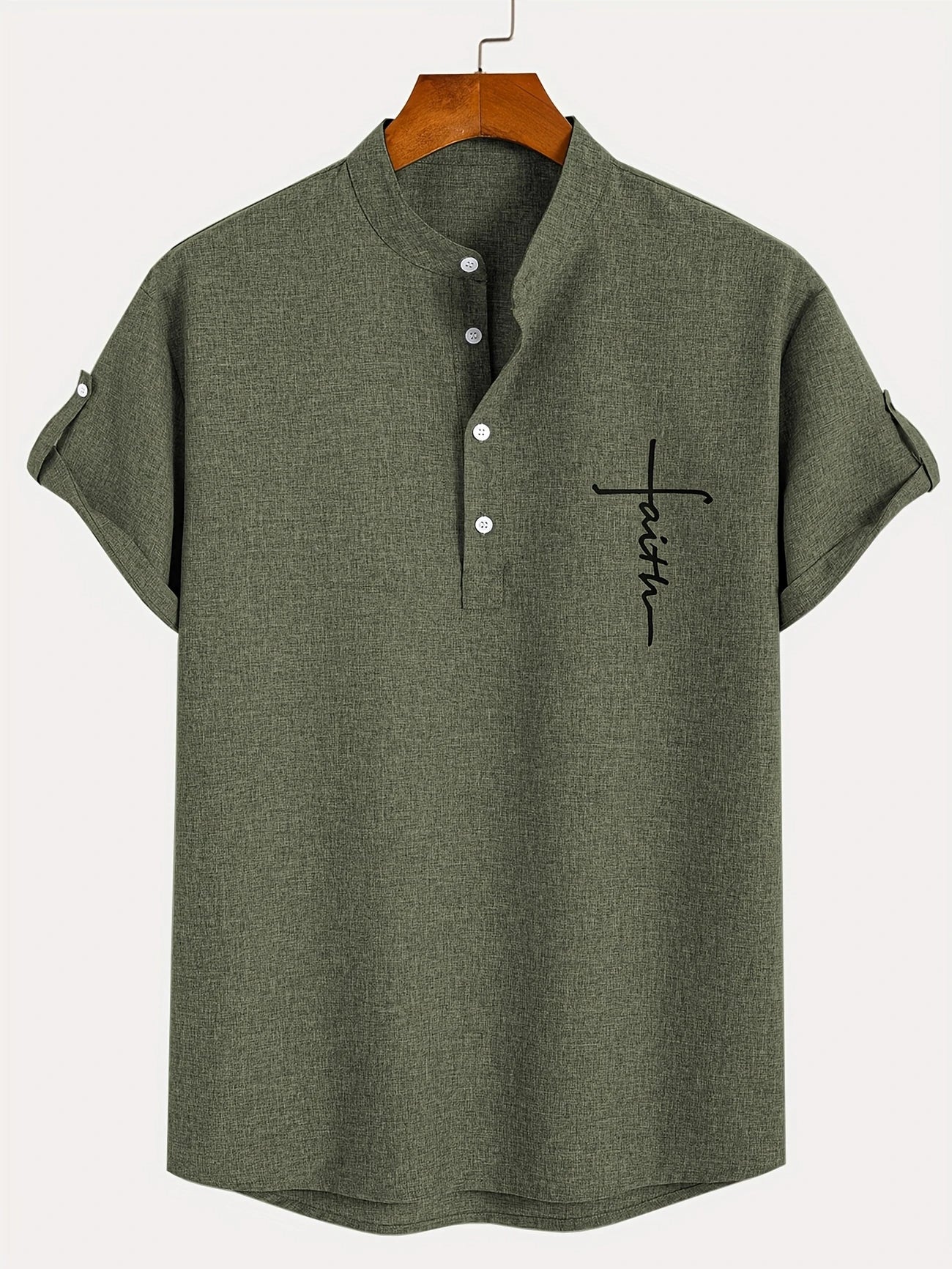 Leblanc™ | Elegant short-sleeve shirt with a stand-up collar