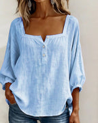 Square Neck Lantern Sleeve Blouse