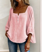 Square Neck Lantern Sleeve Blouse