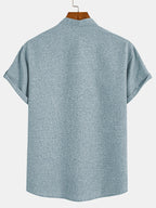 Leblanc™ | Elegant short-sleeve shirt with a stand-up collar