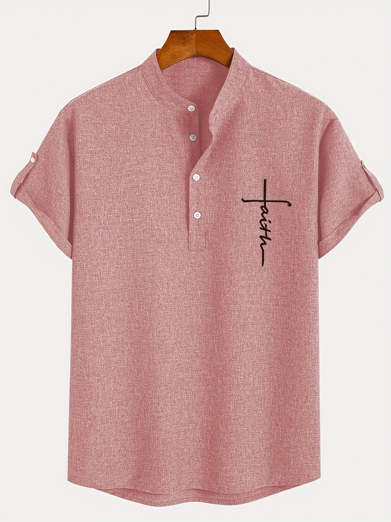Leblanc™ | Elegant short-sleeve shirt with a stand-up collar