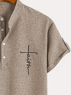Leblanc™ | Elegant short-sleeve shirt with a stand-up collar