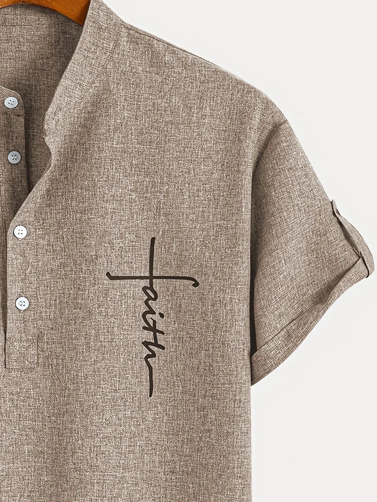 Leblanc™ | Elegant short-sleeve shirt with a stand-up collar